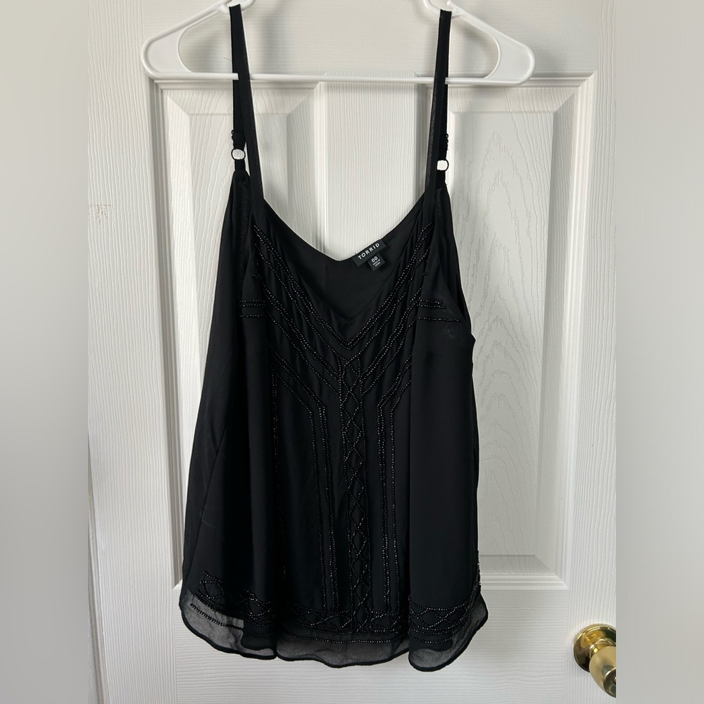 Torrid Black Beaded Top Size Large